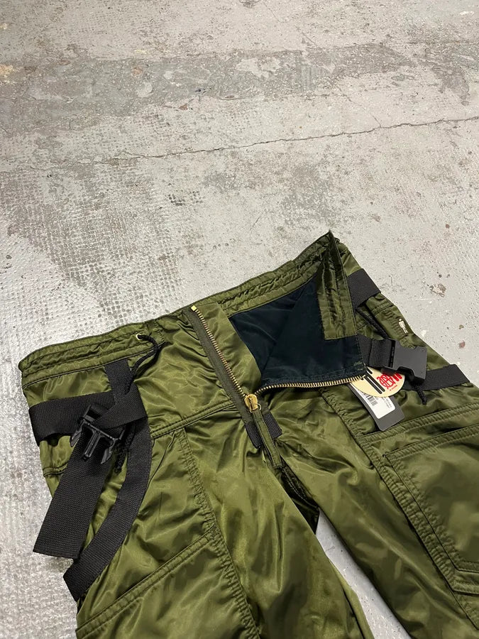 AW2003 Jean Paul Gaultier Bondage Khaki Cargo Parachute Nylon Pants CiITJqU 10