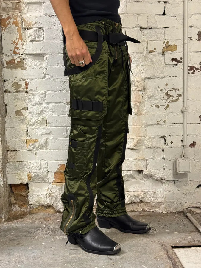 AW2003 Jean Paul Gaultier Bondage Khaki Cargo Parachute Nylon Pants CiITJqU 2