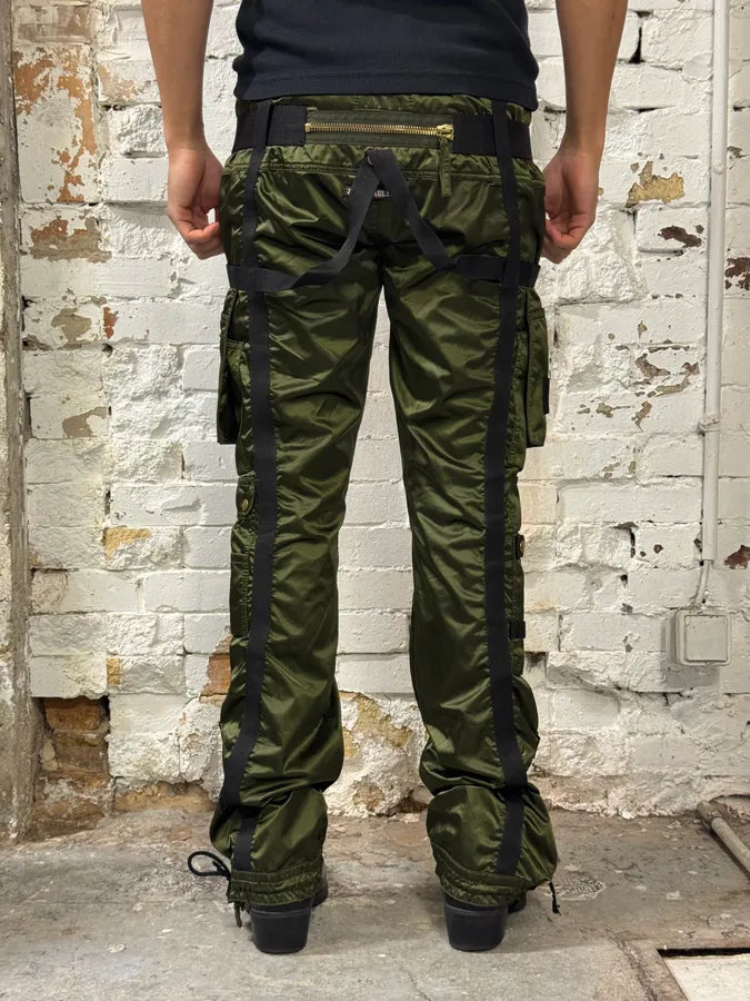 AW2003 Jean Paul Gaultier Bondage Khaki Cargo Parachute Nylon Pants CiITJqU 3