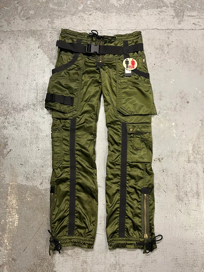 AW2003 Jean Paul Gaultier Bondage Khaki Cargo Parachute Nylon Pants CiITJqU 4
