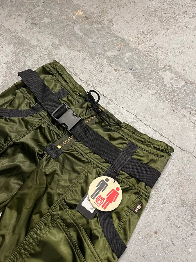 AW2003 Jean Paul Gaultier Bondage Khaki Cargo Parachute Nylon Pants CiITJqU 5