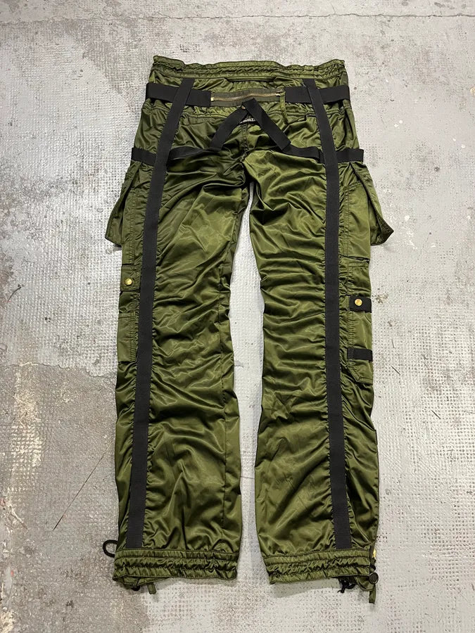 AW2003 Jean Paul Gaultier Bondage Khaki Cargo Parachute Nylon Pants CiITJqU 7