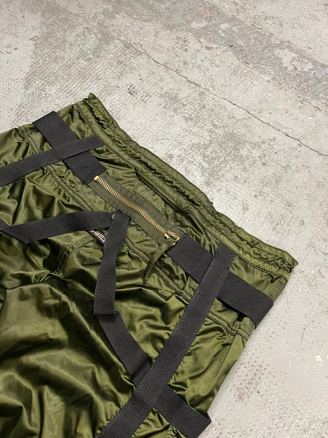 AW2003 Jean Paul Gaultier Bondage Khaki Cargo Parachute Nylon Pants CiITJqU 8