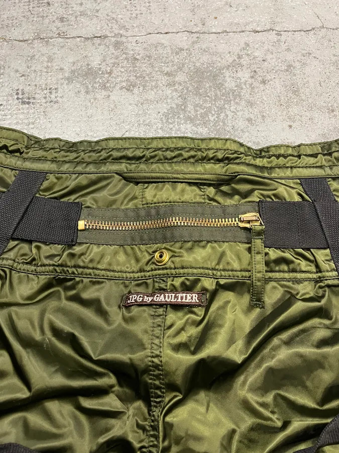 AW2003 Jean Paul Gaultier Bondage Khaki Cargo Parachute Nylon Pants CiITJqU 9