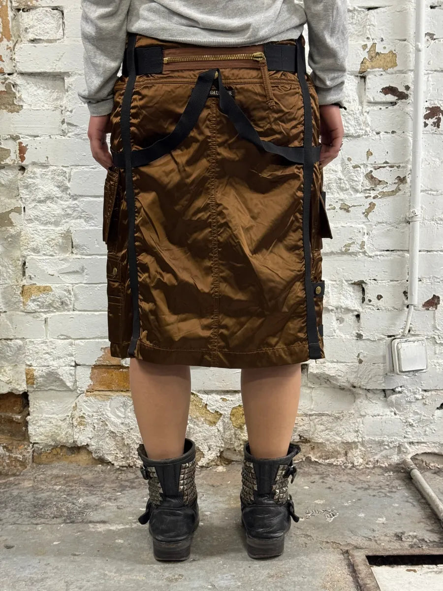 AW2003 Jean Paul Gaultier Bondage Parachute Brown Skirt OYjLWhN 1