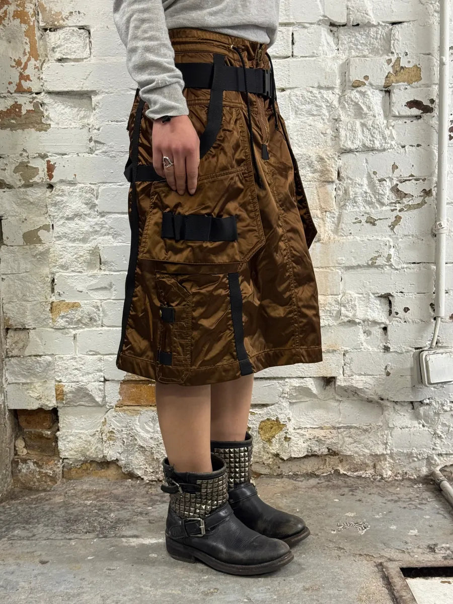 AW2003 Jean Paul Gaultier Bondage Parachute Brown Skirt OYjLWhN 2