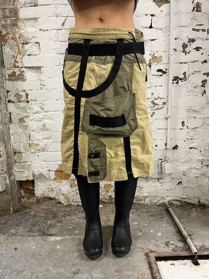 AW2003 Jean Paul Gaultier Cargo Bondage Beige Skirt HRcfztH 0