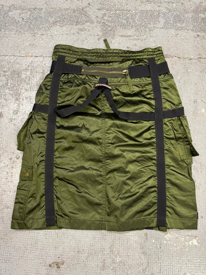 AW2003 Jean Paul Gaultier Olive Bondage Black Skirt (M/L) QwLeeaa 2