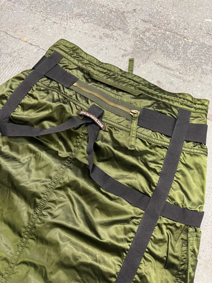 AW2003 Jean Paul Gaultier Olive Bondage Black Skirt (M/L) QwLeeaa 3