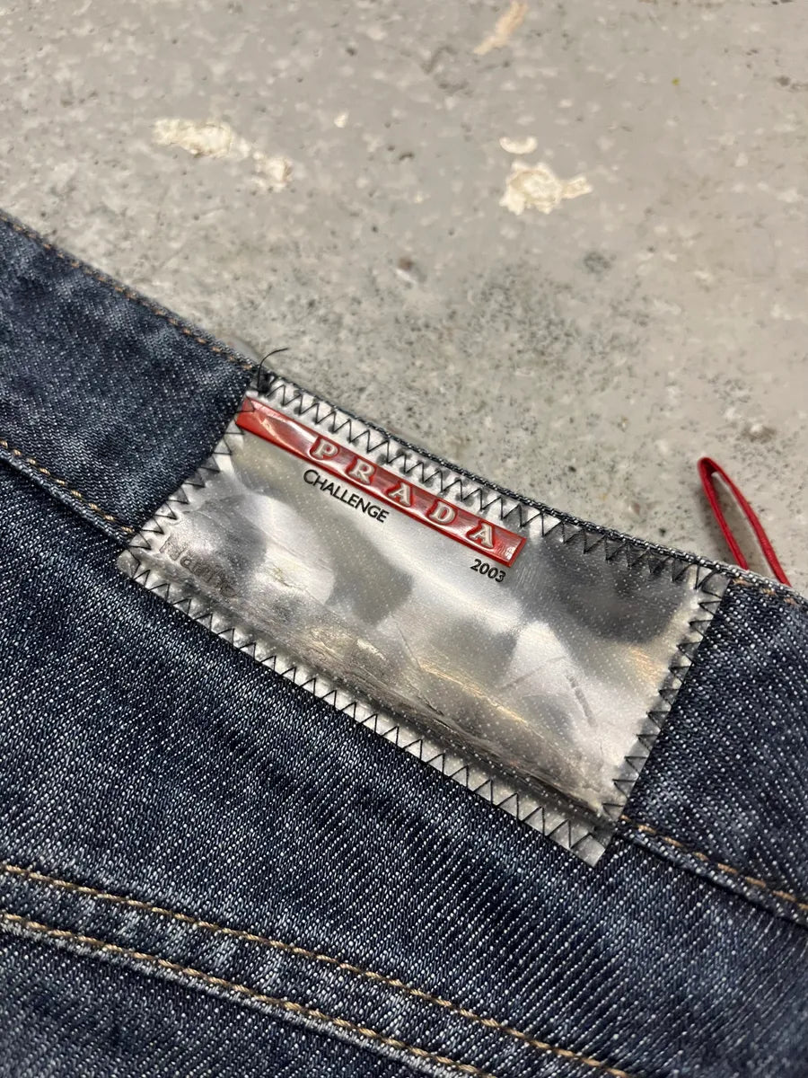 AW2003 Prada Challenge Blue Denim Jeans HQBgISC 9