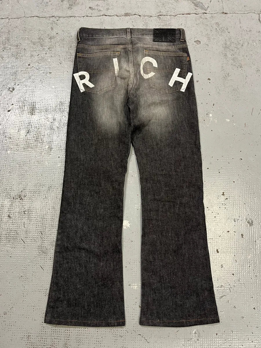 AW2003 Richmond Dark Rich Print Grey Denim Bootcut Jeans ksMnJPF 0