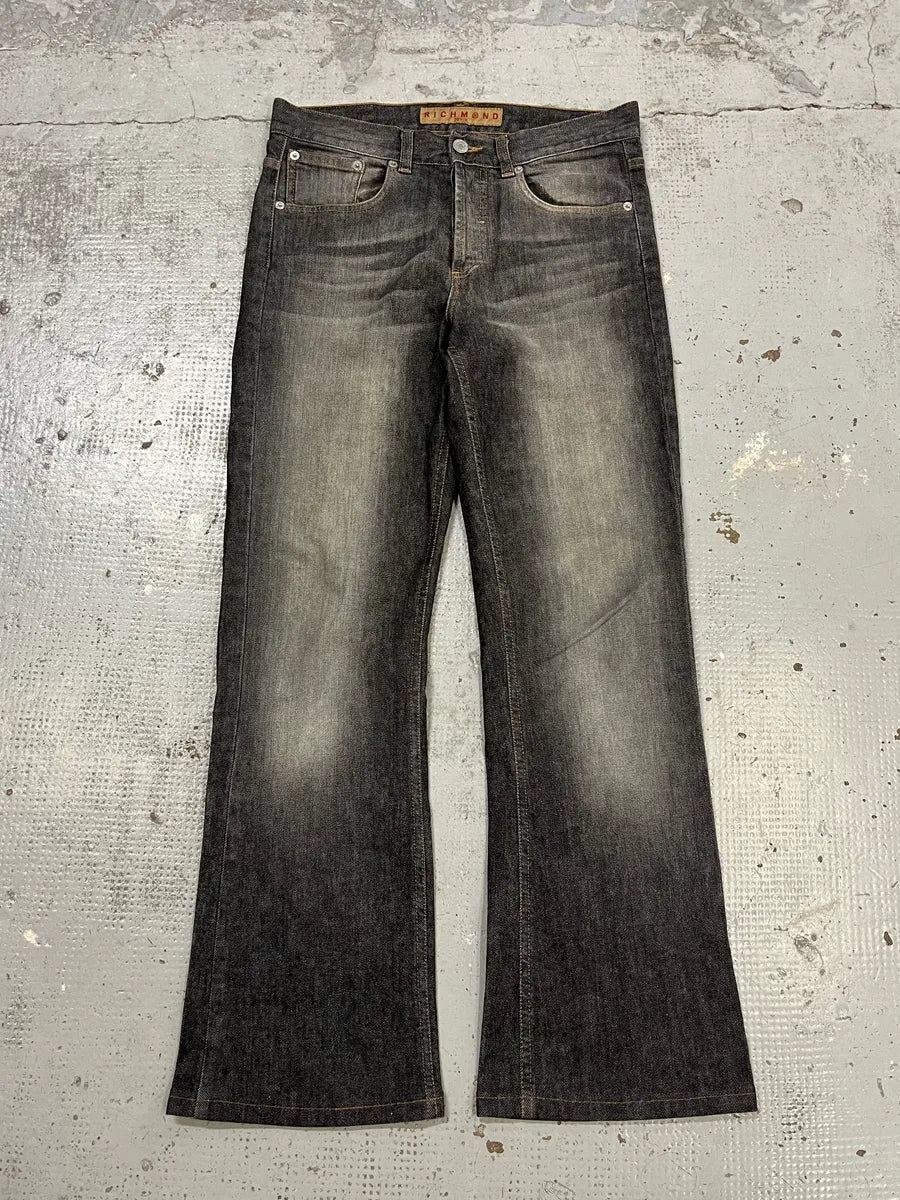 AW2003 Richmond Dark Rich Print Grey Denim Bootcut Jeans ksMnJPF 1