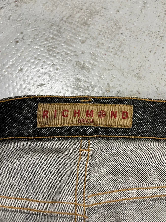 AW2003 Richmond Dark Rich Print Grey Denim Bootcut Jeans ksMnJPF 11