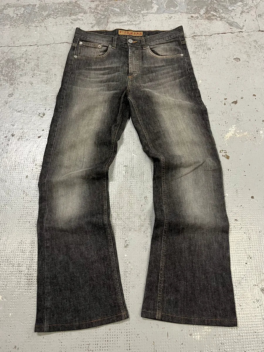 AW2003 Richmond Dark Rich Print Grey Denim Bootcut Jeans ksMnJPF 5