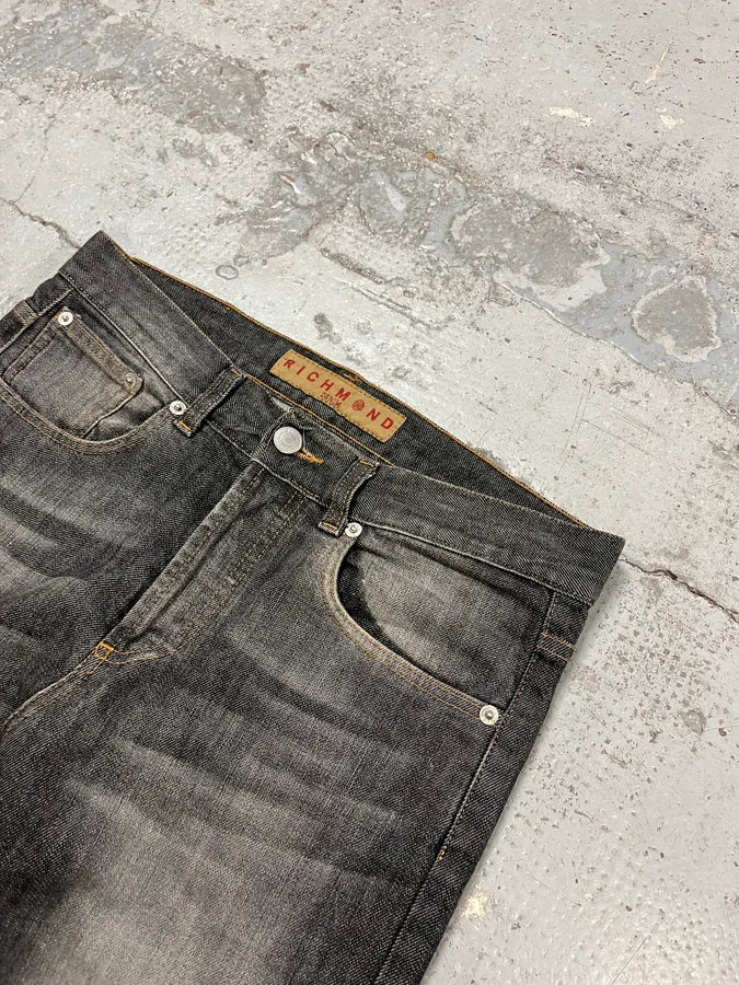 AW2003 Richmond Dark Rich Print Grey Denim Bootcut Jeans ksMnJPF 6