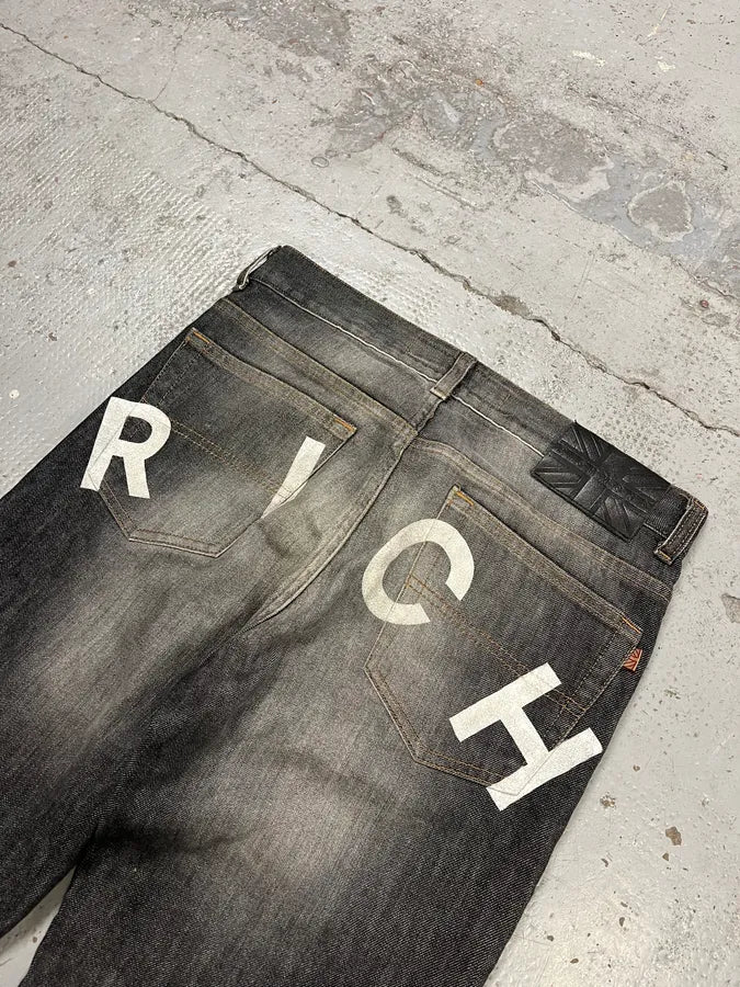 AW2003 Richmond Dark Rich Print Grey Denim Bootcut Jeans ksMnJPF 8