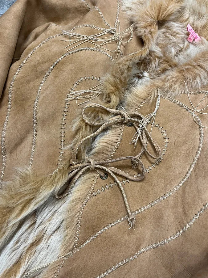 AW2003 Roberto Cavalli Beige Leather Hearts Shearling Jacket HkrZMjQ 4