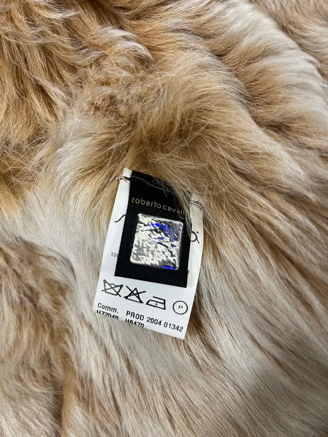 AW2003 Roberto Cavalli Beige Leather Hearts Shearling Jacket HkrZMjQ 9