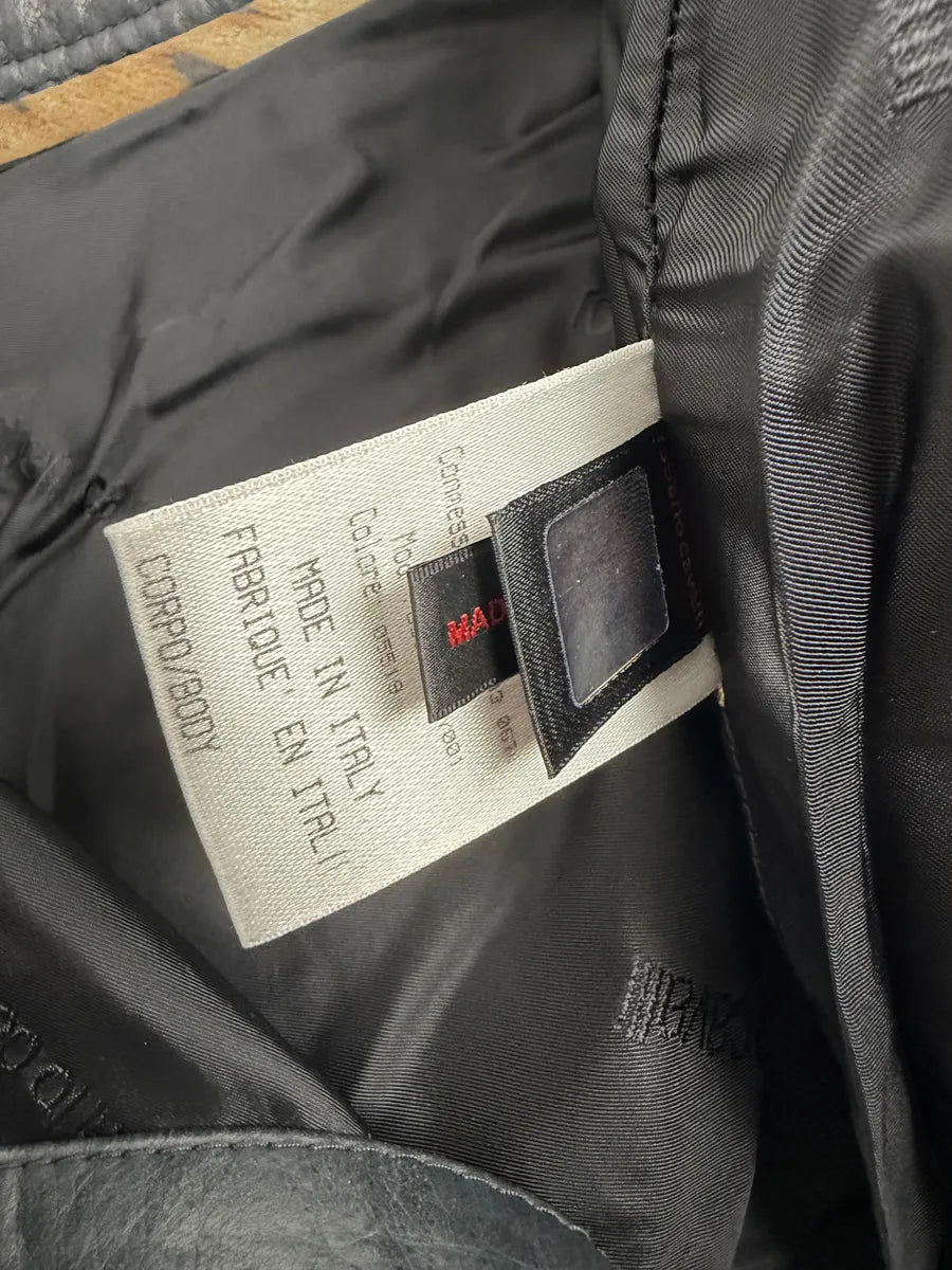 AW2003 Roberto Cavalli Biker Navy Padded Leather Pants vqarhkt 6