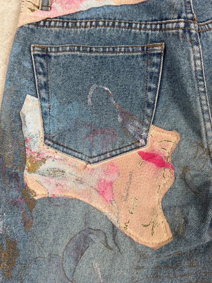 AW2003 Roberto Cavalli Blue Abstract Embroidered Denim Jeans XoTqXWW 6