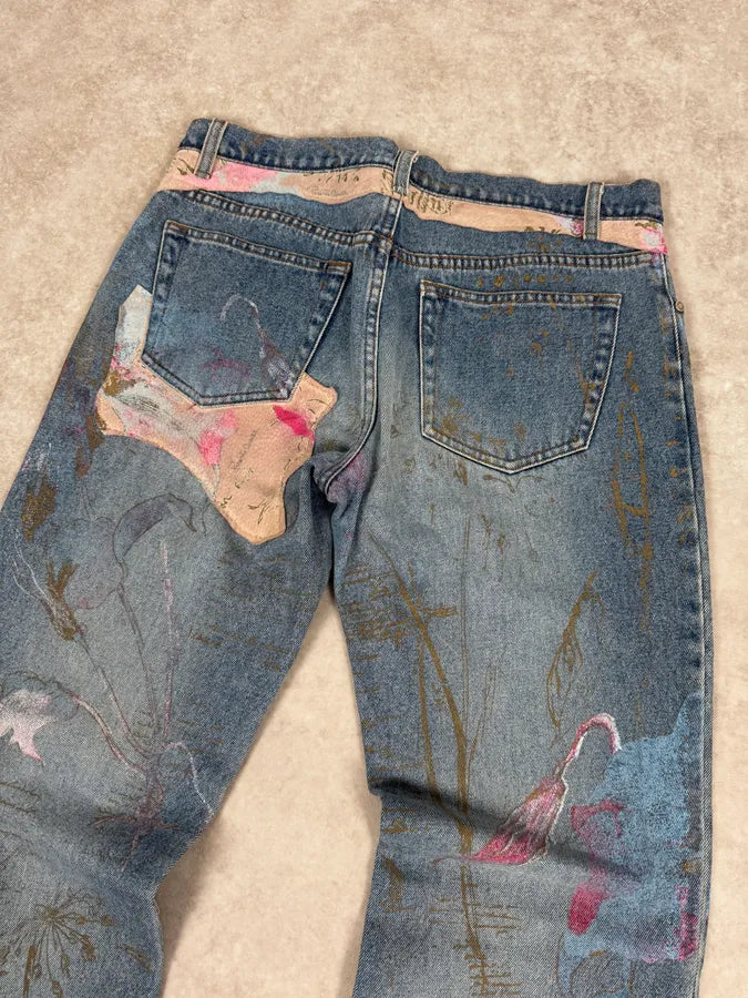 AW2003 Roberto Cavalli Blue Abstract Embroidered Denim Jeans XoTqXWW 5