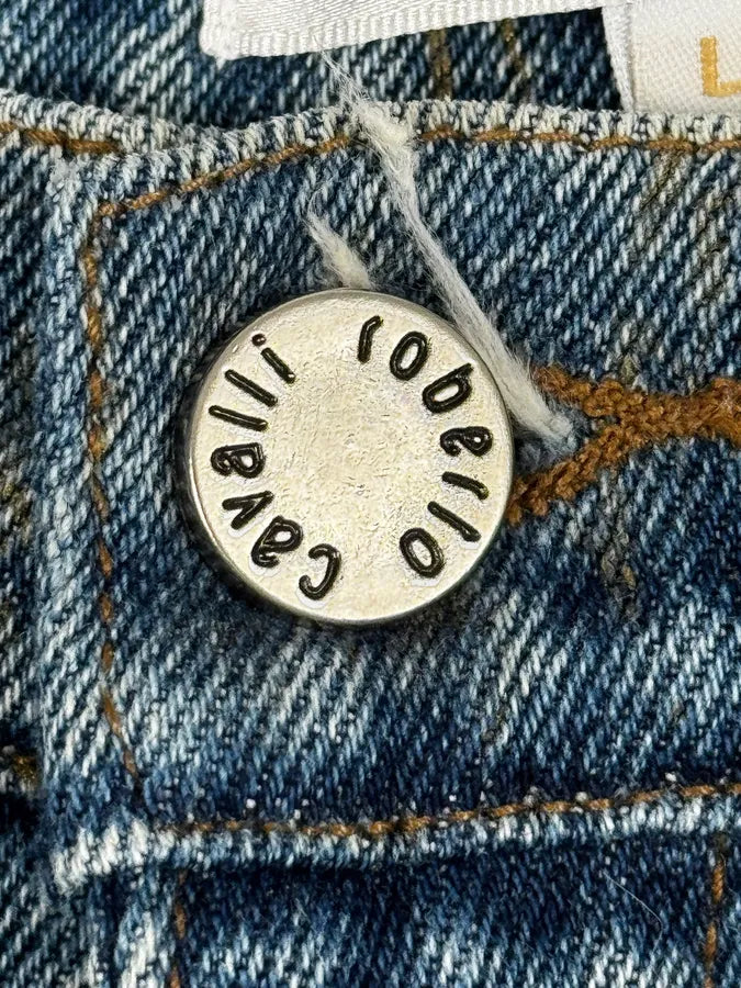 AW2003 Roberto Cavalli Blue Abstract Embroidered Denim Jeans XoTqXWW 10