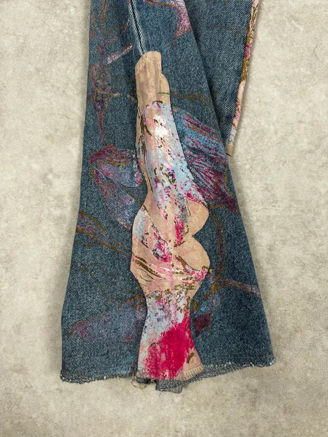 AW2003 Roberto Cavalli Blue Abstract Embroidered Denim Jeans XoTqXWW 8