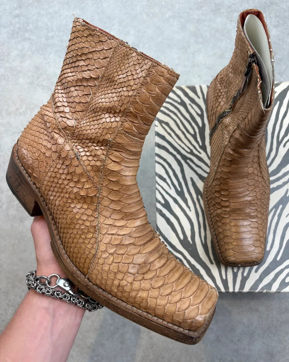 AW2003 Roberto Cavalli Tan Python Leather Chelsea Boots ZOAhwdR 0