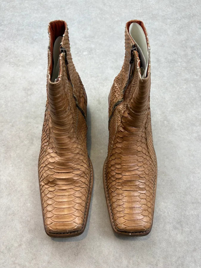 AW2003 Roberto Cavalli Tan Python Leather Chelsea Boots ZOAhwdR 1