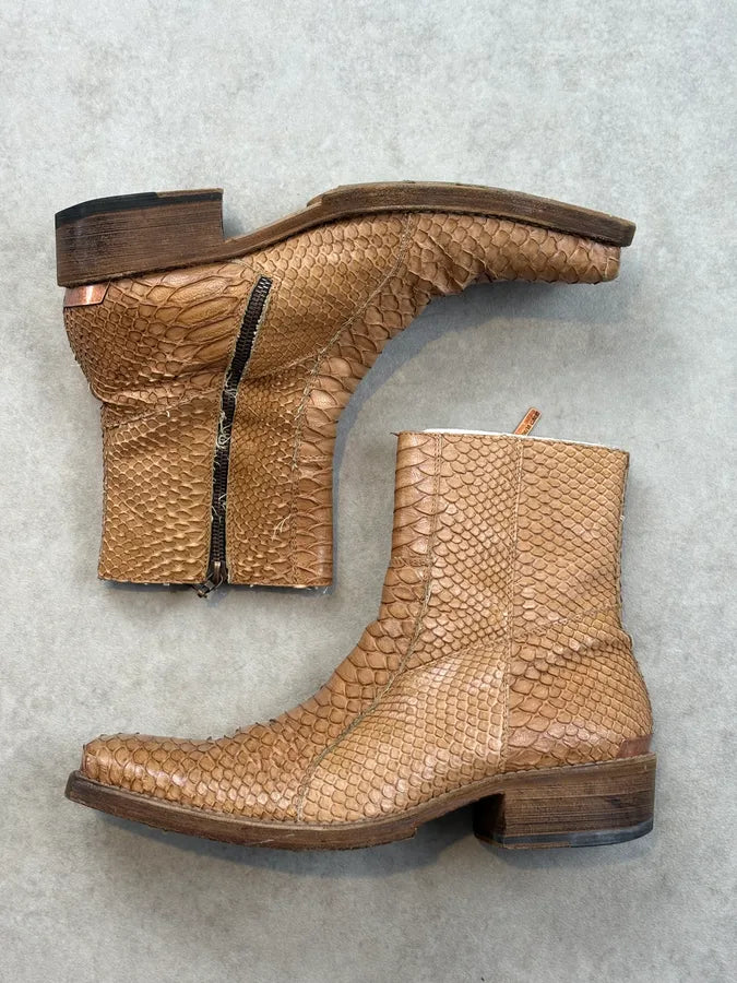 AW2003 Roberto Cavalli Tan Python Leather Chelsea Boots ZOAhwdR 3
