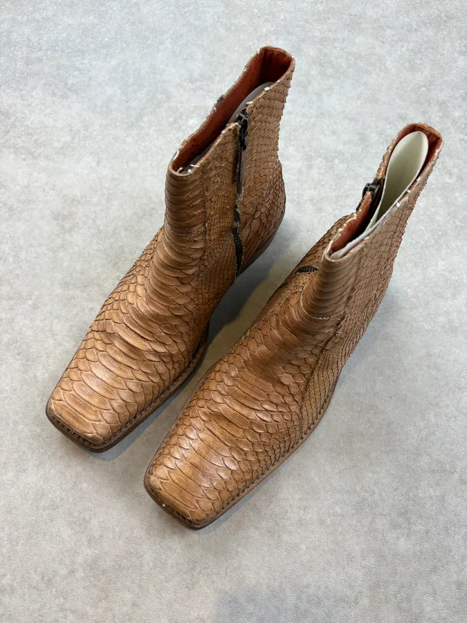 AW2003 Roberto Cavalli Tan Python Leather Chelsea Boots ZOAhwdR 2