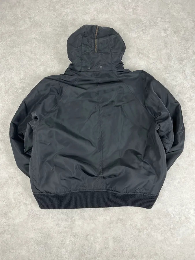 AW2003 Versace Black Fur Zip Hood Aviator Bomber Jacket tcBeFBI 6