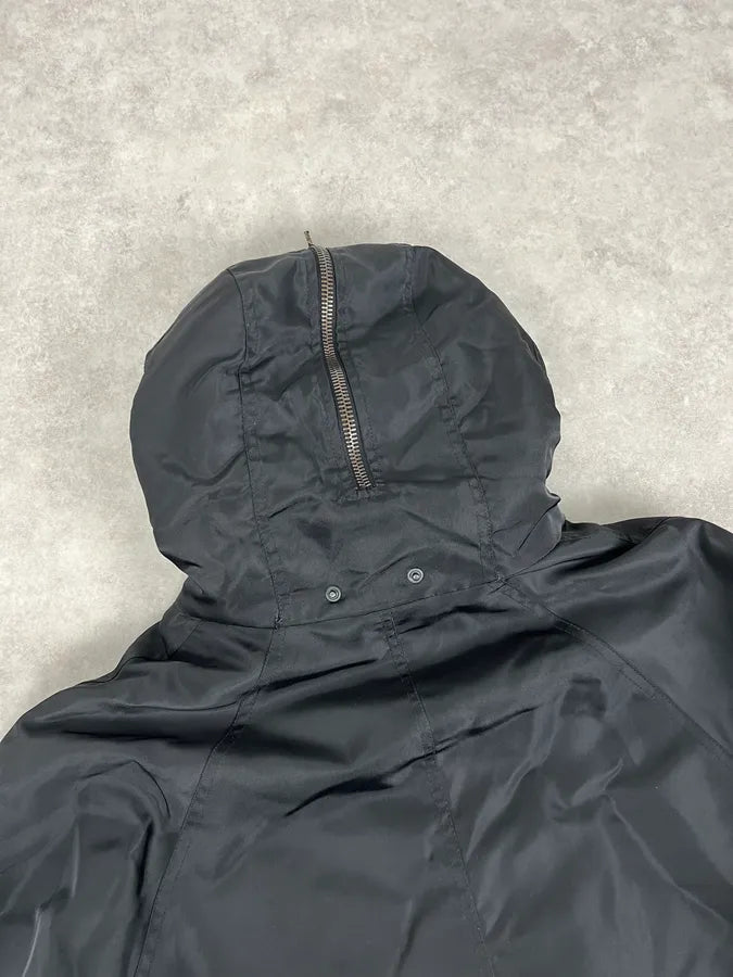 AW2003 Versace Black Fur Zip Hood Aviator Bomber Jacket tcBeFBI 7