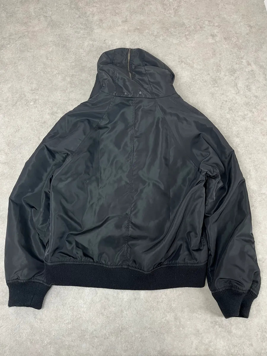 AW2003 Versace Black Hooded Faux Fur Aviator Bomber Jacket GvEwafF 5