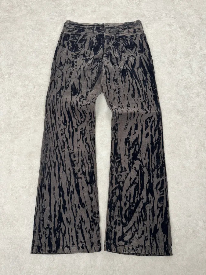 AW2003 Versace Dark Green & Black Blood Effect Velvet Pants yNHrDMK 3