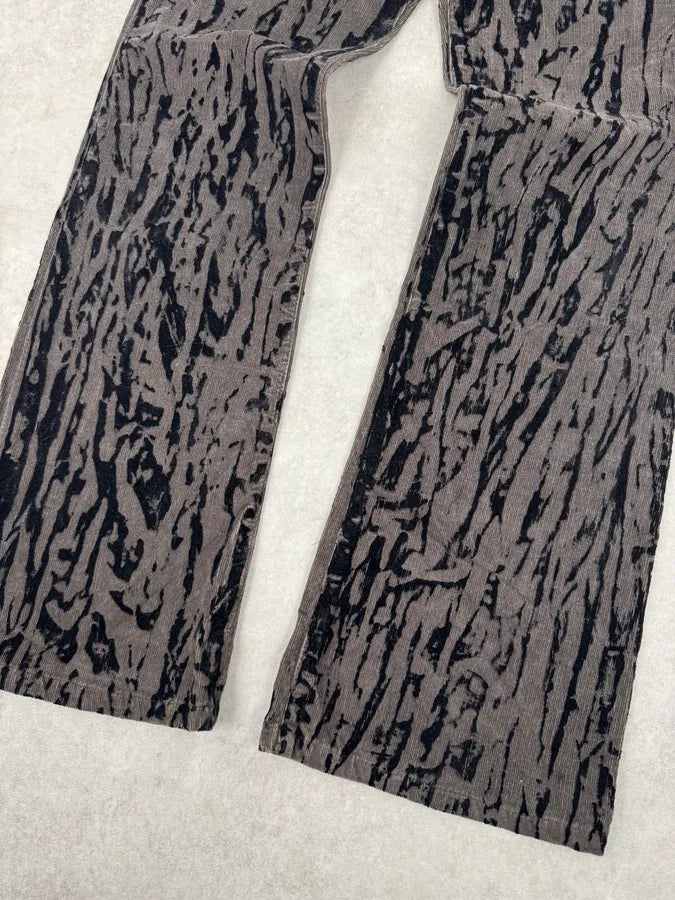 AW2003 Versace Dark Green & Black Blood Effect Velvet Pants yNHrDMK 4