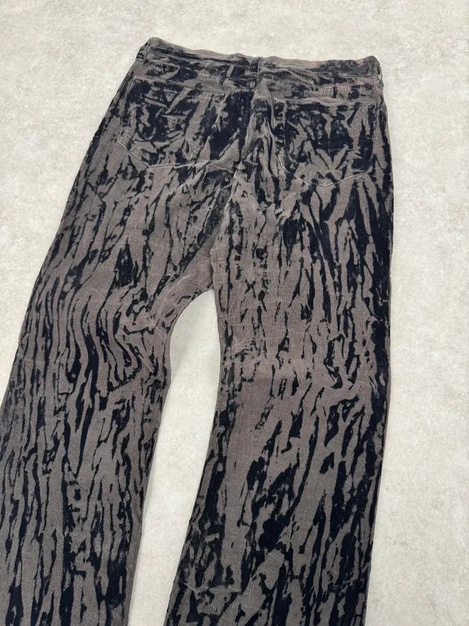 AW2003 Versace Dark Green & Black Blood Effect Velvet Pants yNHrDMK 5