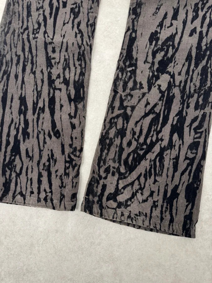 AW2003 Versace Dark Green & Black Blood Effect Velvet Pants yNHrDMK 8