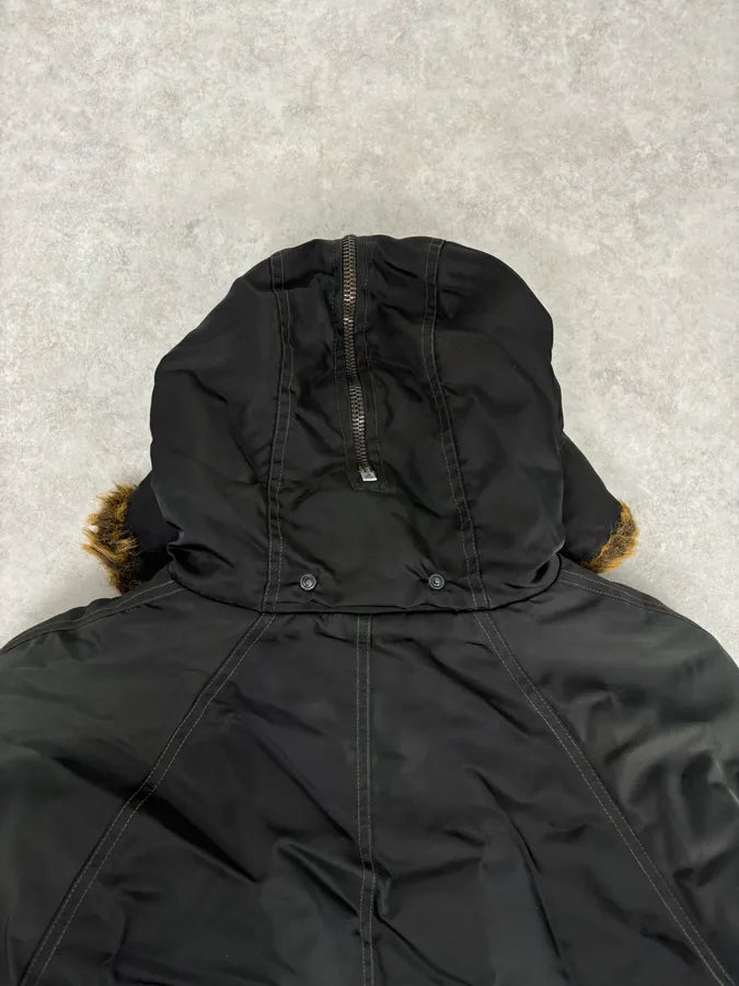 AW2003 Versace Dark Green Hooded Faux Fur Aviator Bomber Jacket GvEwafF 5