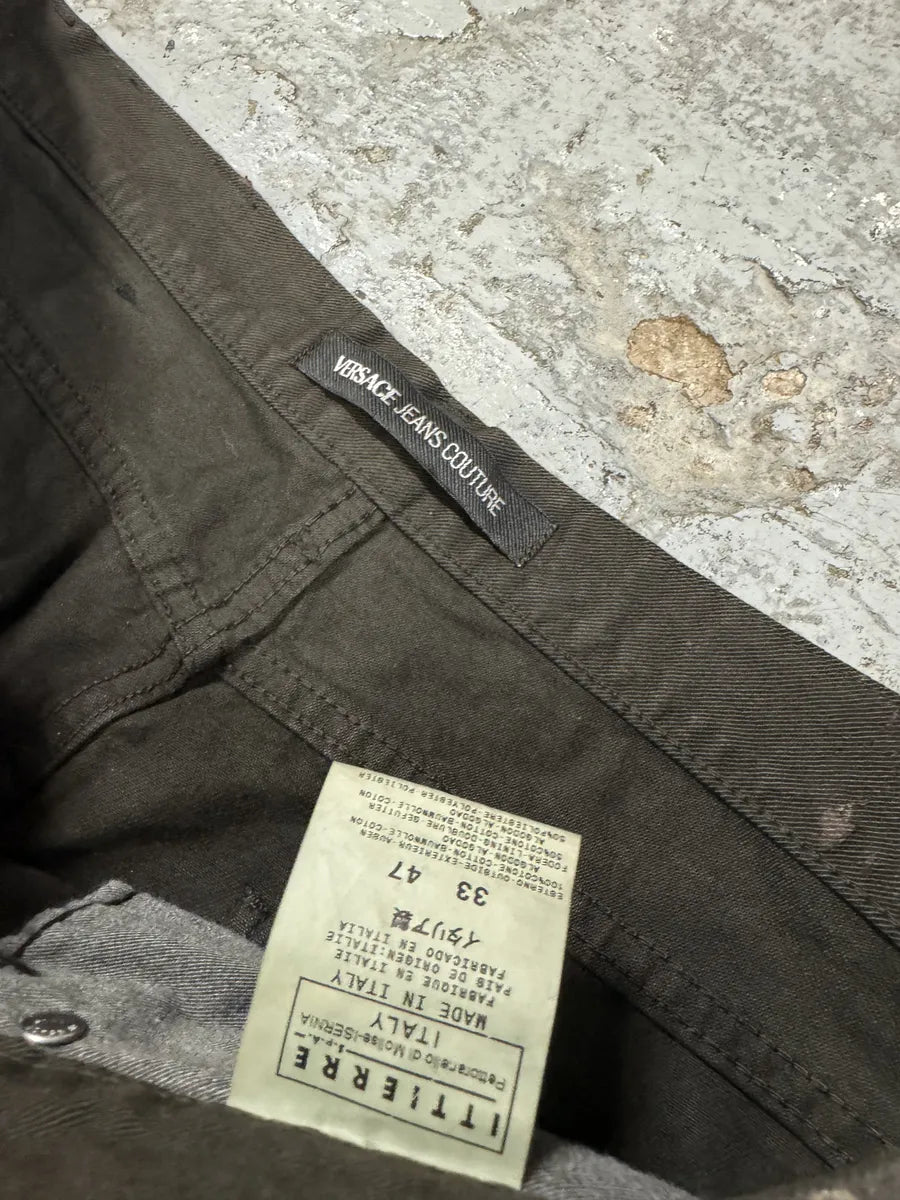 AW2003 Versace Green Velvet Red Blood Effect Pants DKLjdvf 11