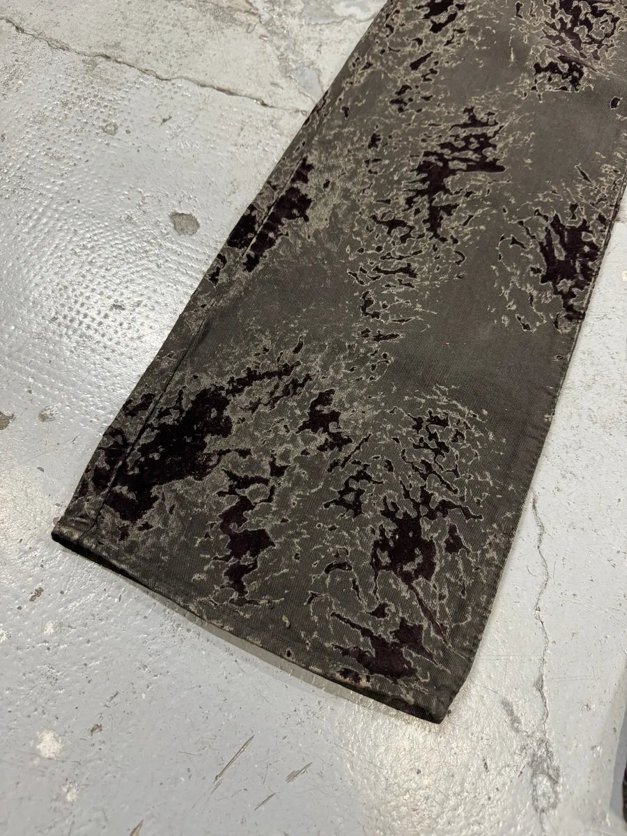 AW2003 Versace Green Velvet Red Blood Effect Pants DKLjdvf 9