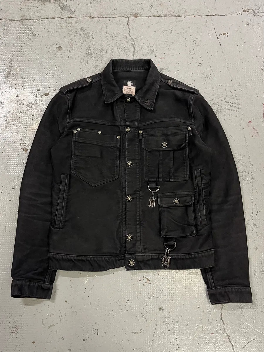 AW2003 Versace Military Multi-Pockets Cargo Black Jacket uDduKUW 0