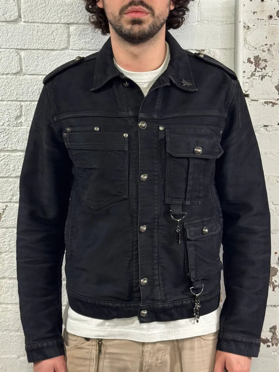 AW2003 Versace Military Multi-Pockets Cargo Black Jacket uDduKUW 1