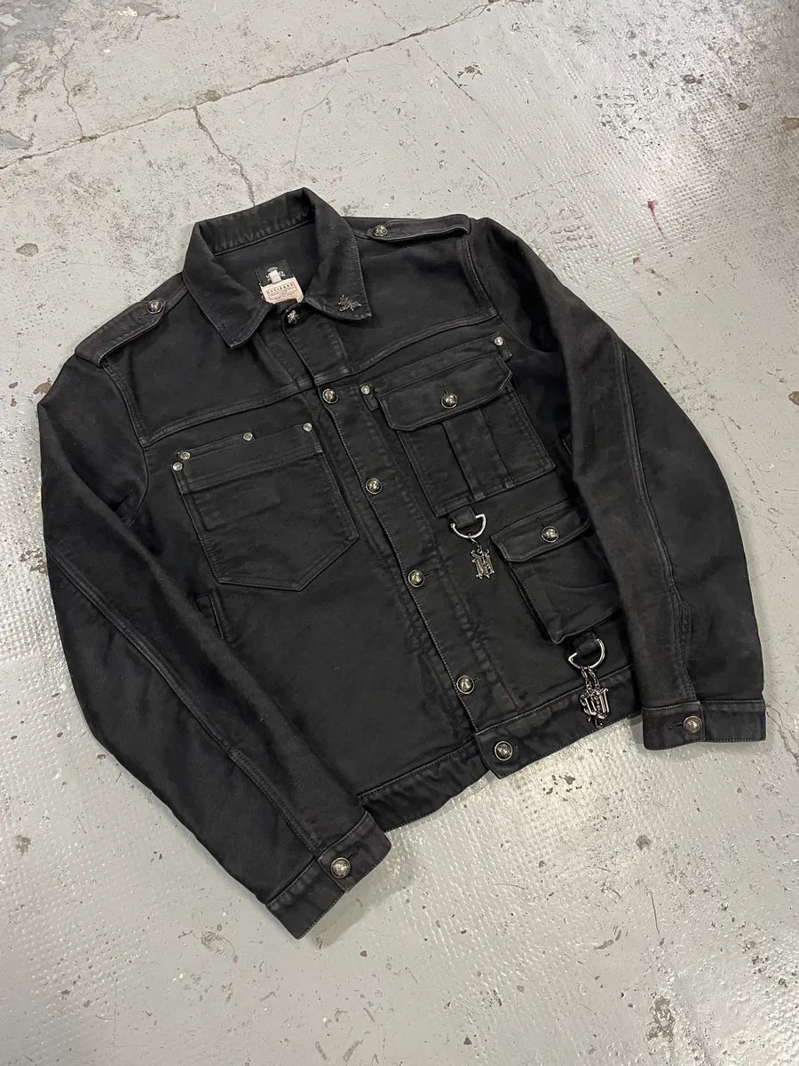 AW2003 Versace Military Multi-Pockets Cargo Black Jacket uDduKUW 3