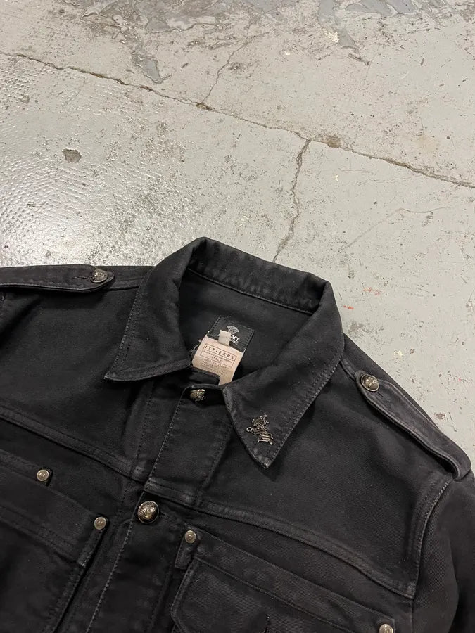 AW2003 Versace Military Multi-Pockets Cargo Black Jacket uDduKUW 4