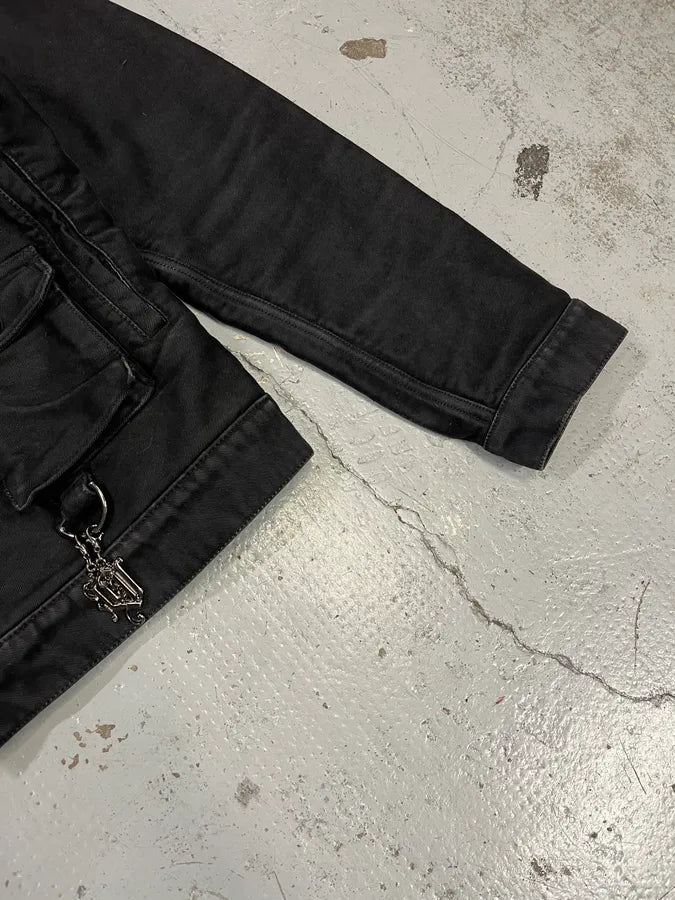 AW2003 Versace Military Multi-Pockets Cargo Black Jacket uDduKUW 5