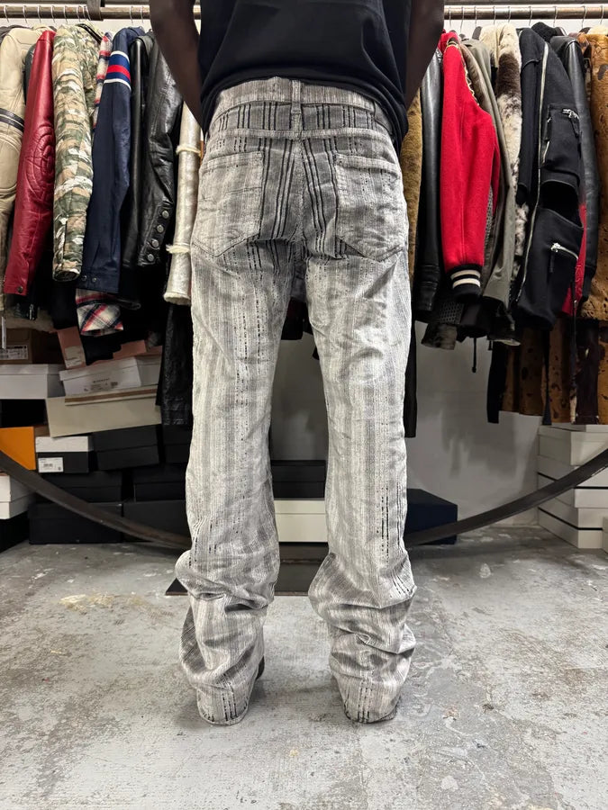 AW2003 Versace Raw Velvet Distressed Grey Pants WqofvDa 3