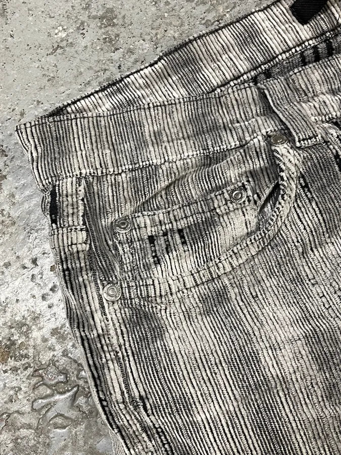 AW2003 Versace Raw Velvet Distressed Grey Pants WqofvDa 10