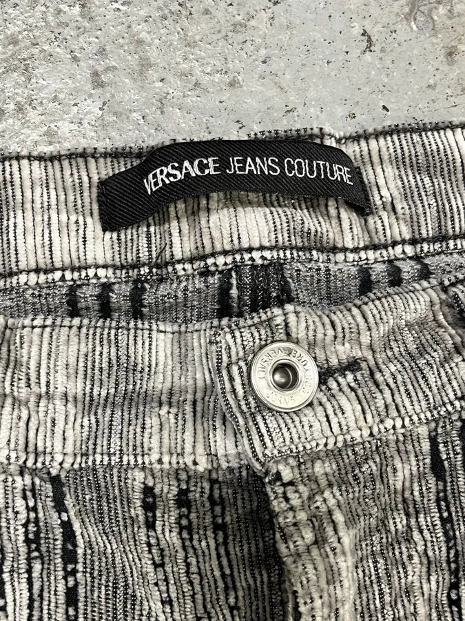 AW2003 Versace Raw Velvet Distressed Grey Pants WqofvDa 9