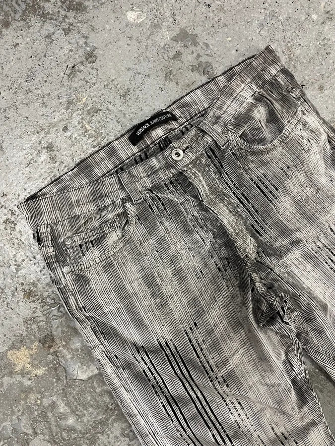 AW2003 Versace Raw Velvet Distressed Grey Pants WqofvDa 5